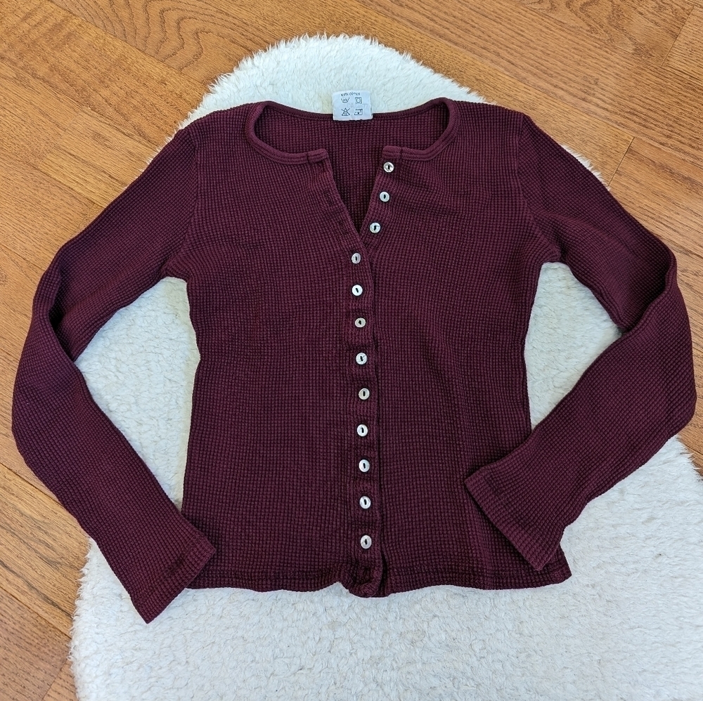 Vintage juicy Couture thermal waffle knit button front long sleeve top xs